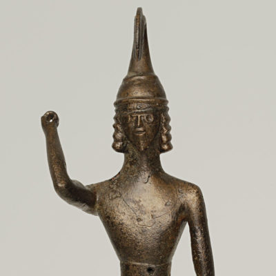 Bronze figurine of a warrior from the sanctuary of Zeus at Olympia. Argive workshop. Early 7th cent. BC (X 6178α). 