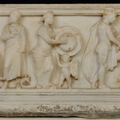 Marble ossuary in the form of a sarcophagus, found probably in Lykia.
AD 150-200.
