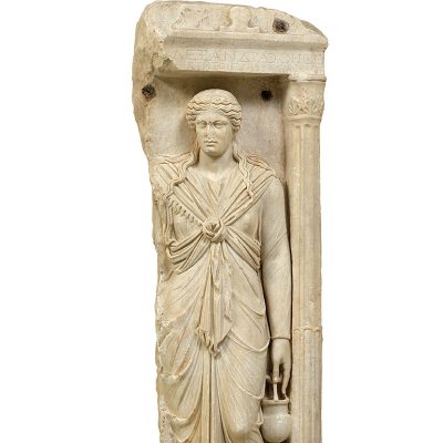 Part of the marble grave stele of Alexandra, found in the ancient cemetery of Kerameikos, Athens
Time of the emperor Hadrian (AD 117-138) (1193)