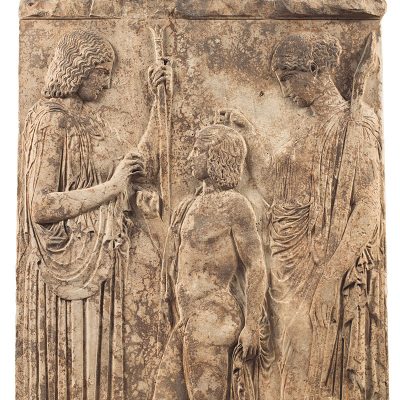 126
Marble votive relief of the Eleusenian deities, the so-called Big Eleusenian Relief, found at Eleusis, Attica, 
ca. 440-430 BC.