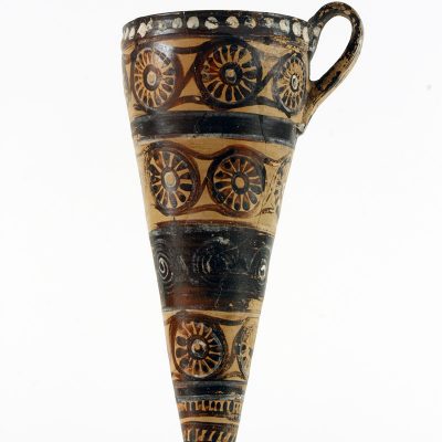 Conical rhyton (ritual vessel) decorated with circumscribed rosettes. Akroteri, Thera, 16th cent. BC. 
