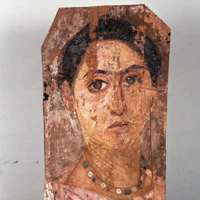 ‘Fayum’ funerary portrait of a woman. Roman period (138-161 AD).