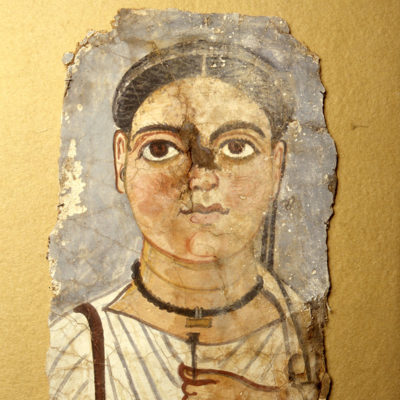 ‘Fayum’ funerary portrait of a young lady.  Roman period, late 4th c. AD. 