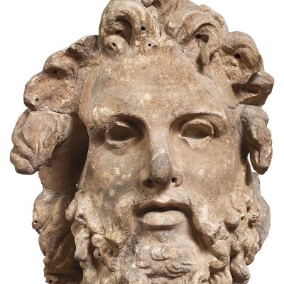 Marble head of the Titan Anytos from the temple of Demeter and Despoina at Lykosoura, Arcadia. 
190-180 BC. (1736)