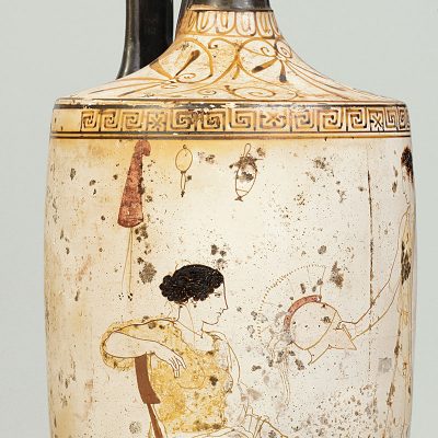 Attic white ground lekythos. Farewell scene. By the Achilles Painter (A 1818).