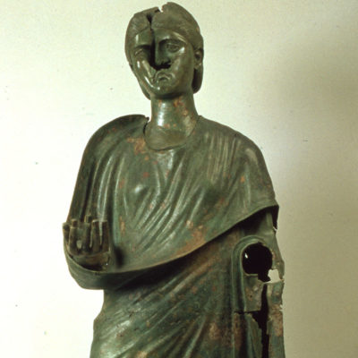 Bronze portrait statue of the empress Julia Aquilia Severa. From Sparta, Lakonia.  AD 221-222 (X 23321). 