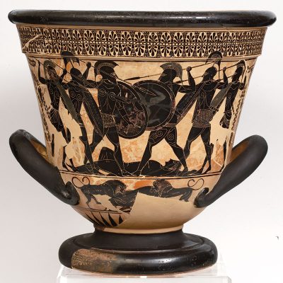 Attic black-figure calyx krater. From Pharsala, Thessaly. In the manner of Exekias. Ca. 530 B.C. (A 26746)