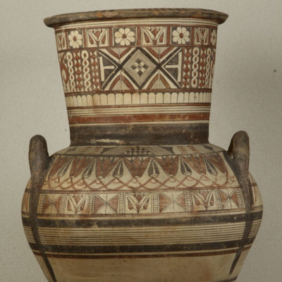 Bichrome Ware IV amphora, with linear decoration and a lotus flower in black and red (29682)