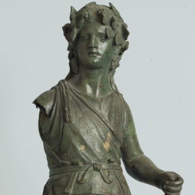 Bronze statuette of Dionysos. From Chochlia, Evrytania. About mid-2nd cent. BC (X 15209).
