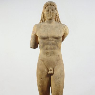 3686
Marble kouros (naked youth) from Kea.
530-520 BC.