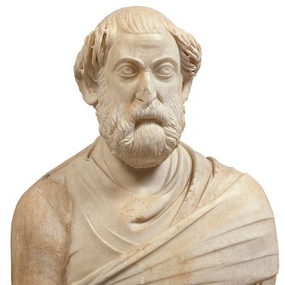 Marble portrait bust of an aged man, found in Athens.
AD 350-360