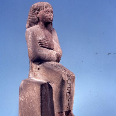 Stone statue of the priest Tjurai, goldsmith of the god Amun in his estate at Thebes. Sandstone. New Kingdom. Dynasties ΧVIII-XIX (1552-1186 BC).