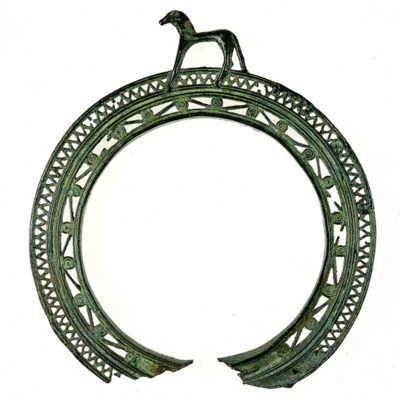 Βronze handle decorated with a small horse. Unknown provenance. Possibly Argive workshop. About mid-8thcent. BC (X 7842).