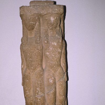 56
Poros funerary pillar of Dermys and Kitylos from Tanagra.
600-550 BC.