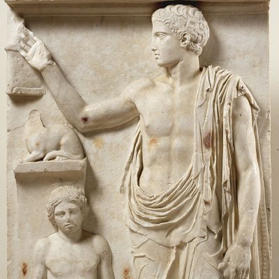 715
Marble grave stele of a youth, from Aegina island or Salamis island.
430 – 420 BC.