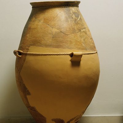 A large storage jar with the incised representation of a dog.
Askitario, Rafina district of Attica.
Early Bronze Age (2500-2100 BC).