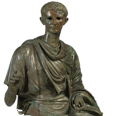 Bronze statue of the emperor Augustus (27 BC - AD 14), found in the Aegean sea.
12-10 BC.